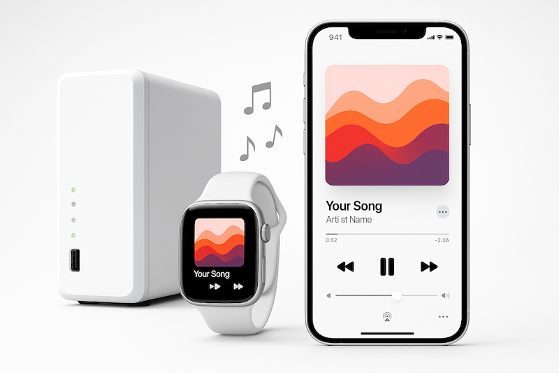 SolonasPlayer on a NAS, Apple Watch, and iPhone